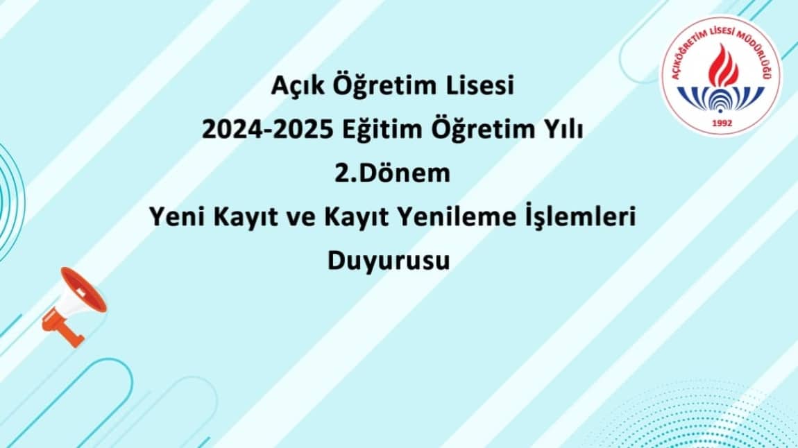 2024-2024 Eğitim Öğretim Yılı 2. Dönem Kayıtları Başladı